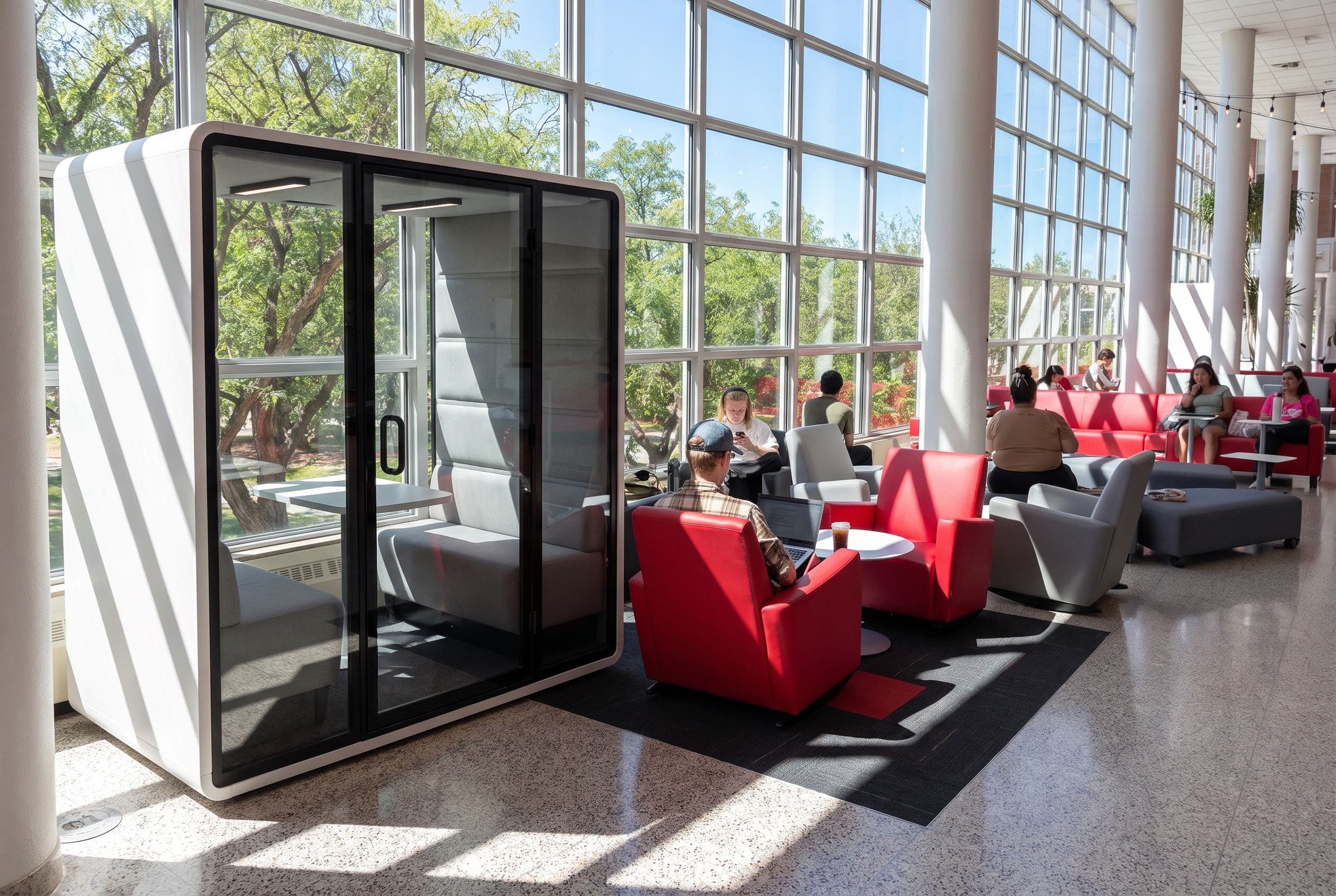Hushfree pod in the University of Utah student commons